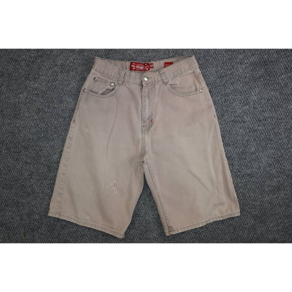 Vintage AKDMKS Baggy Denim Shorts Men’s 34 Brown Embroidered Hip Hop Y2K
